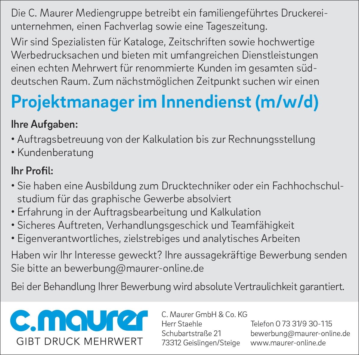 Projektmanager Im Innendienst (m/w/d) › Print.de