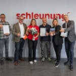 Schleunung gratuliert seiner Landesbesten (v. li.): Marcus Jaskolla, Ulrich Stetter, Xenia Jobs, Christian Wiesen, Katja Herrmann und Harald Wolfbauer.