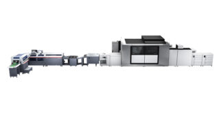 Weltpremiere in Luzern: Inline-Anbindung eines Horizon iCE StitchLiner Mark V mit einer Canon varioPrint iX3200.